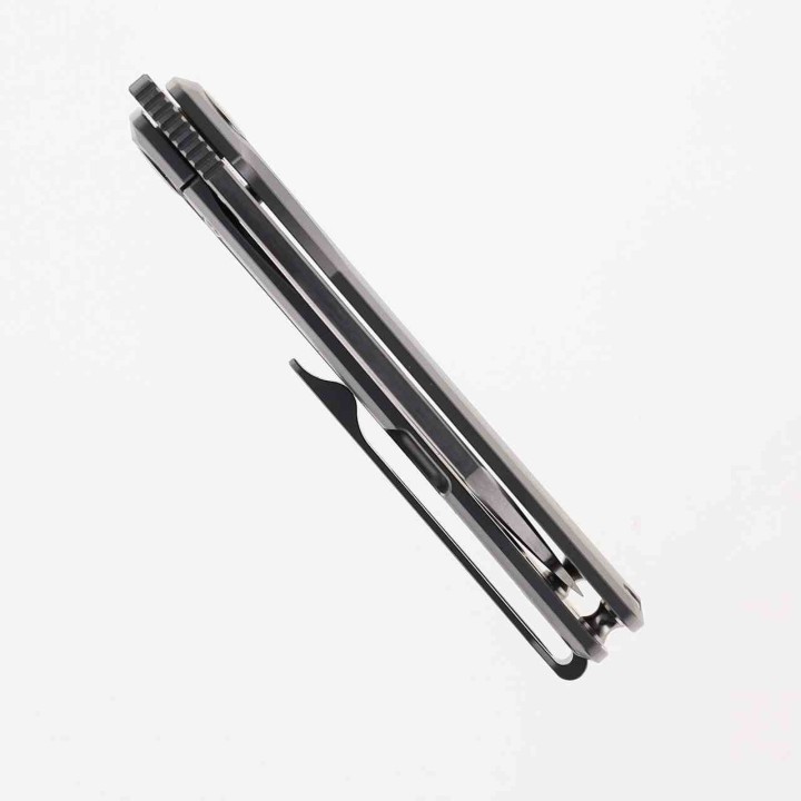 Couteau Bestech Bruv Gray Manche Titane Lame Sheepsfoot Acier M390 Frame Lock IKBS Clip BTKT2401A - Livraison Gratuite