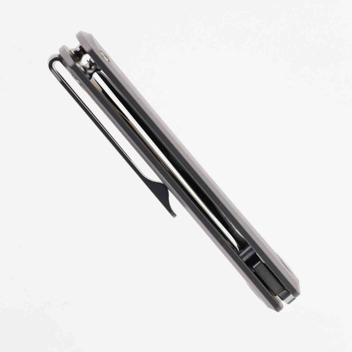 Couteau Bestech Bruv Gray Manche Titane Lame Sheepsfoot Acier M390 Frame Lock IKBS Clip BTKT2401A - Livraison Gratuite