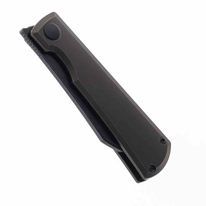 Couteau Bestech Bruv Black Manche Titane Lame Sheepsfoot Acier M390 Frame Lock IKBS Clip BTKT2401B - Livraison Gratuite
