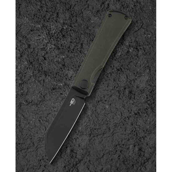 Couteau Bestech Bruv Black Manche Titane Lame Sheepsfoot Acier M390 Frame Lock IKBS Clip BTKT2401B - Livraison Gratuite
