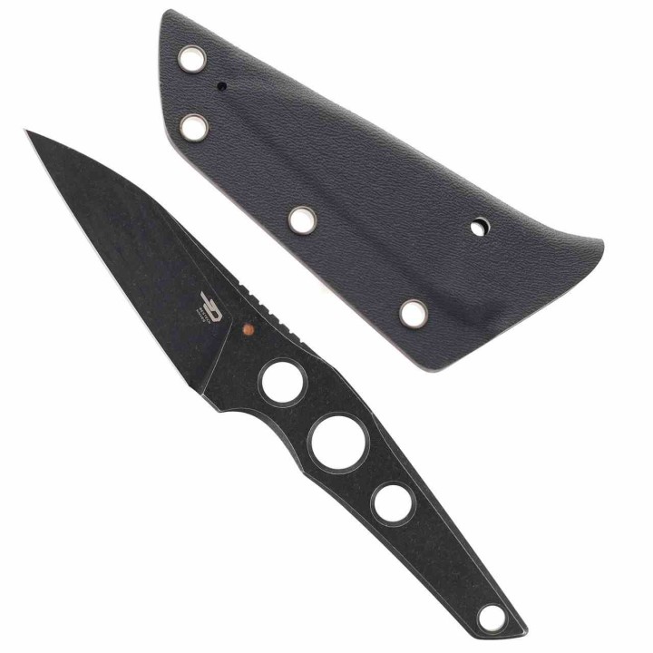 Couteau Bestech VK-Core Black Lame Acier 14C28N Wharncliffe Manche Acier Etui Kydex BTKF05B - Livraison Gratuite