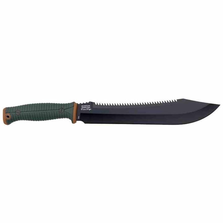 Bowie Machette Survival Knife Elk Ridge Lame Acier Inox Manche Orange/Green ABS Etui Nylon ERFIX001OGN - Livraison Gratuite