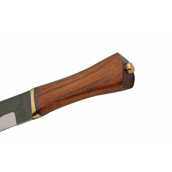 Couteau Serpe Hook Bushwhacker Machete Lame Acier Carbone Manche Bois Etui Cuir PA203429 - Livraison Gratuite