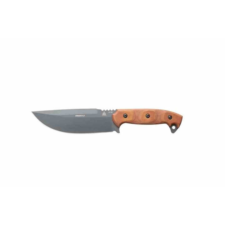 Couteau Tops Armado 6.5 Tan Manche Micarta Lame Acier Carbone 1095 Etui Kydex Made USA TPARM01 - Livraison Gratuite