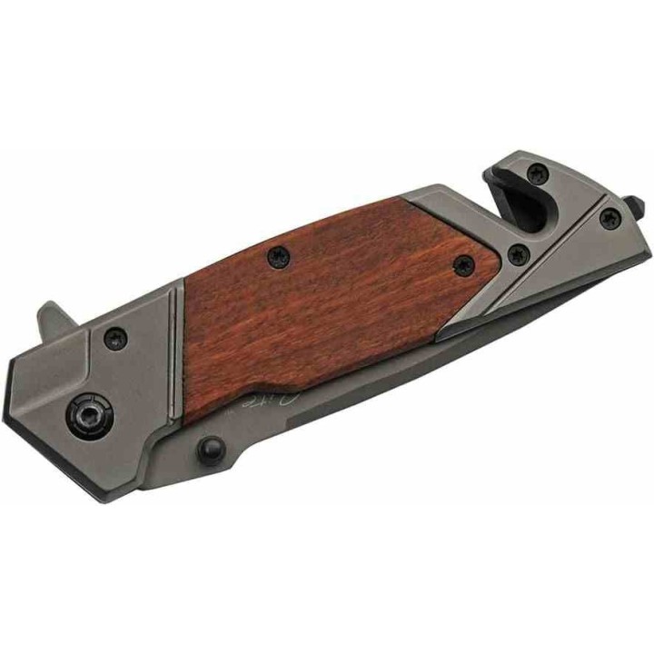 Couteau de Secours Rite Edge A/O Lame Inox Manche Bois Brise Vitres Coupe Ceintures CN300529 - Livraison Gratuite