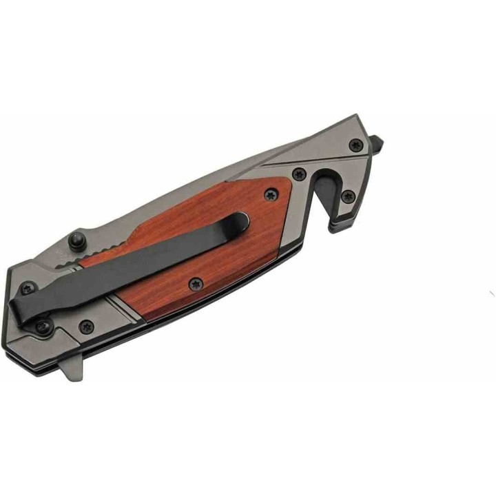 Couteau de Secours Rite Edge A/O Lame Inox Manche Bois Brise Vitres Coupe Ceintures CN300529 - Livraison Gratuite