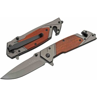 Couteau de Secours Rite Edge A/O Lame Inox Manche Bois Brise Vitres Coupe Ceintures CN300529 - Livraison Gratuite