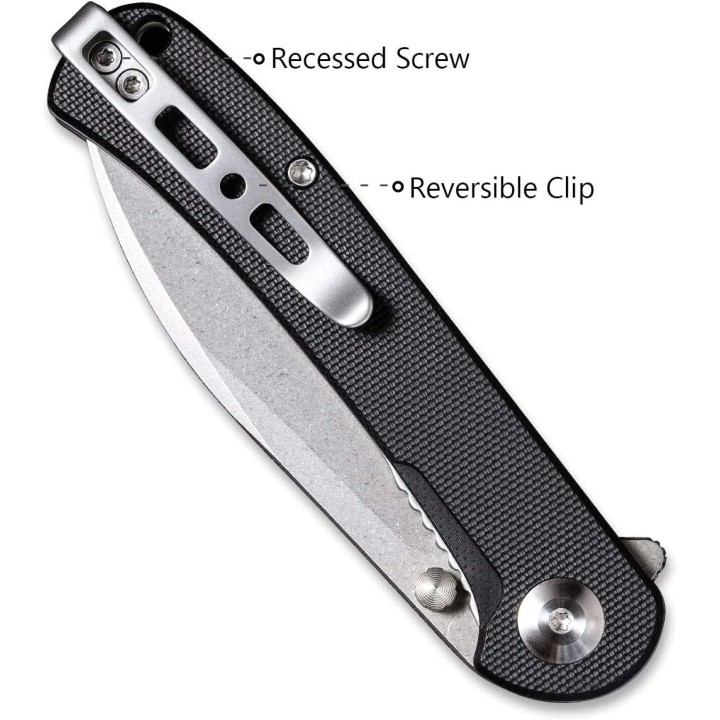 Couteau SENCUT Scepter Black Manche G10 Lame Acier 9Cr18MOB IKBS Linerlock CLip SA03B - Livraison Gratuite