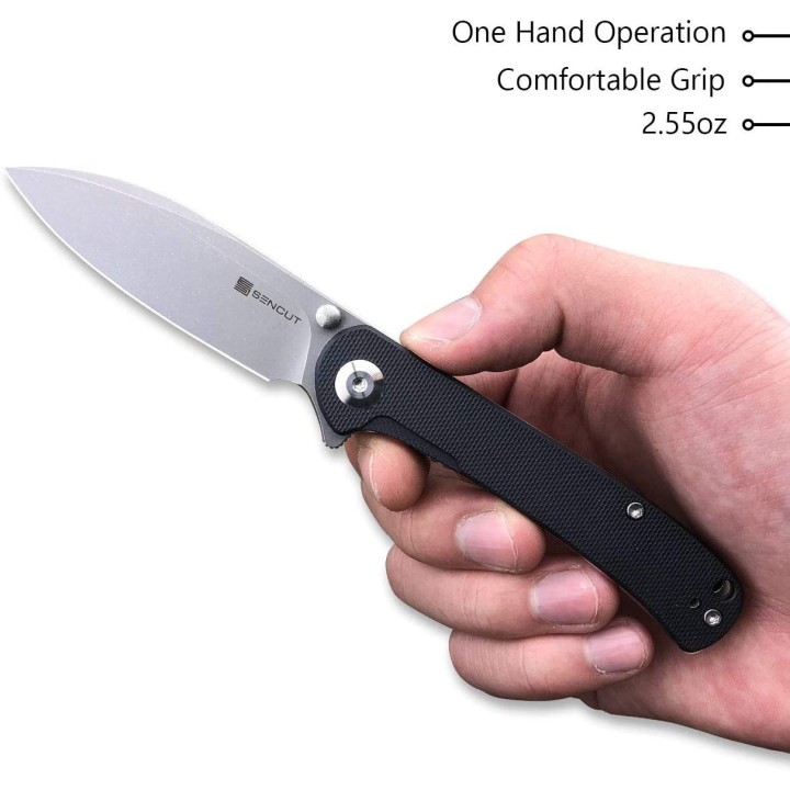 Couteau SENCUT Scepter Black Manche G10 Lame Acier 9Cr18MOB IKBS Linerlock CLip SA03B - Livraison Gratuite
