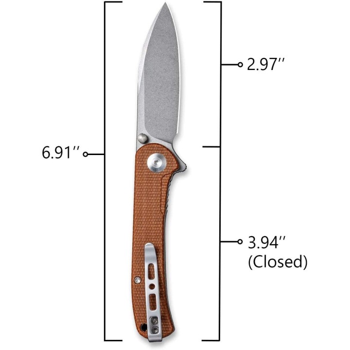 Couteau SENCUT Scepter Brown Manche Micarta Lame Acier 9Cr18MOB IKBS Linerlock CLip SA03D - Livraison Gratuite