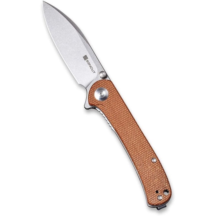 Couteau SENCUT Scepter Brown Manche Micarta Lame Acier 9Cr18MOB IKBS Linerlock CLip SA03D - Livraison Gratuite