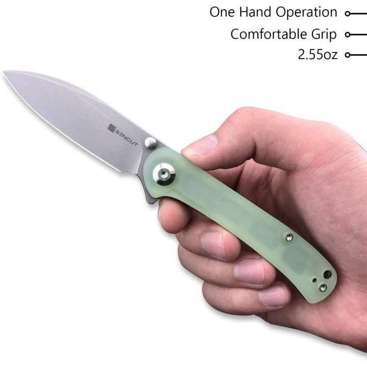 Couteau SENCUT Scepter Jade Manche G10 Lame Acier 9Cr18MOB IKBS Linerlock CLip SA03C - Livraison Gratuite