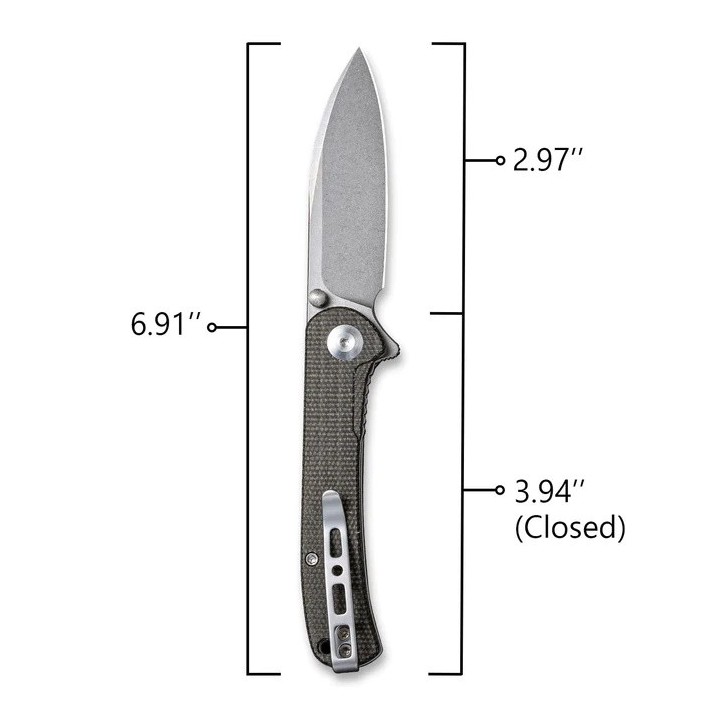Couteau SENCUT Scepter Dark Green Manche Micarta Lame Acier 9Cr18MOB IKBS Linerlock CLip SA03F - Livraison Gratuite