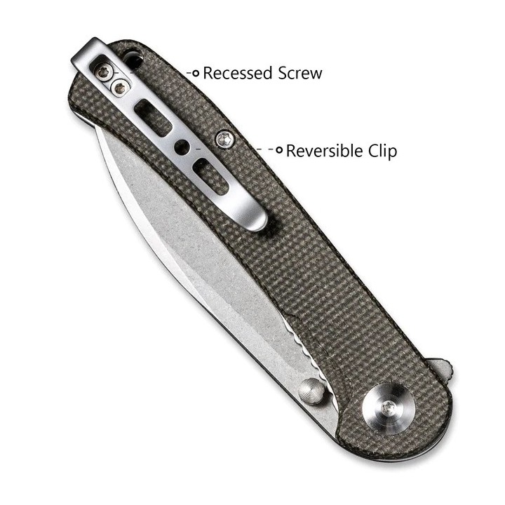 Couteau SENCUT Scepter Dark Green Manche Micarta Lame Acier 9Cr18MOB IKBS Linerlock CLip SA03F - Livraison Gratuite