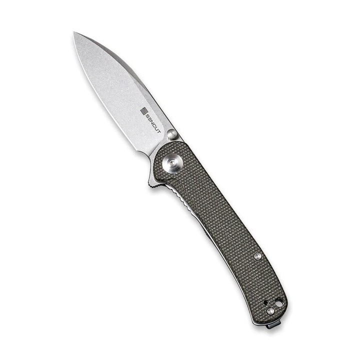 Couteau SENCUT Scepter Dark Green Manche Micarta Lame Acier 9Cr18MOB IKBS Linerlock CLip SA03F - Livraison Gratuite