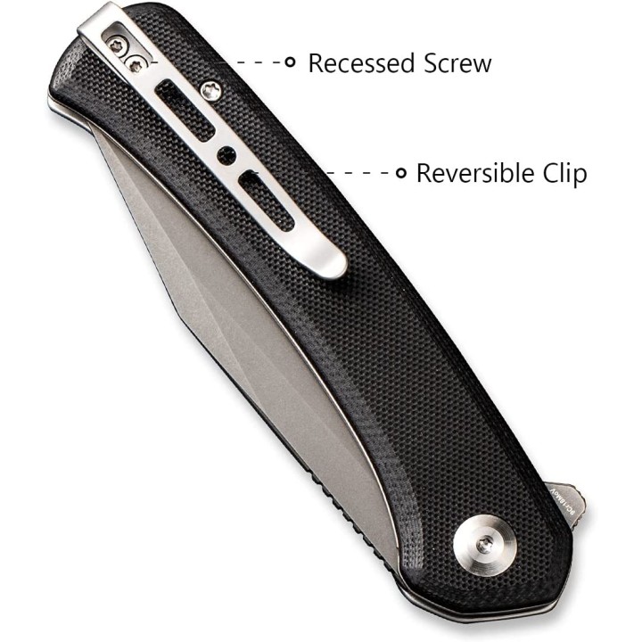 Couteau SENCUT Snap Black Manche G10 Lame Acier 9Cr18MOB IKBS Linerlock CLip SA05BV1 - Livraison Gratuite