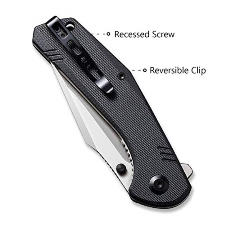 Couteau SENCUT Actium Black Manche G10 Lame Acier D2 IKBS Linerlock CLip SA02B - Livraison Gratuite