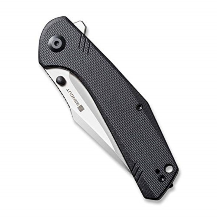 Couteau SENCUT Actium Black Manche G10 Lame Acier D2 IKBS Linerlock CLip SA02B - Livraison Gratuite
