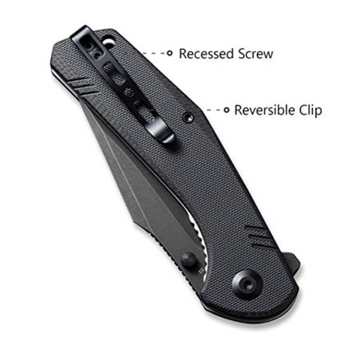 Couteau SENCUT Actium Black Manche G10 Lame Acier D2 IKBS Linerlock CLip SA02C - Livraison Gratuite