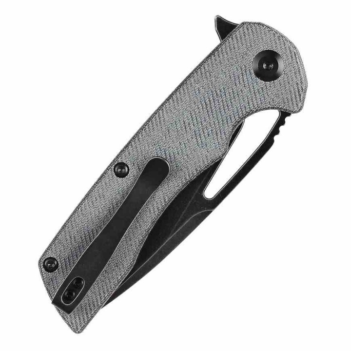 Couteau Kansept Kryo Denim Lame Acier 12C28N Black Drop Point Manche Micarta IKBS Linerlock Clip KT1001M1 - Livraison Gratuite