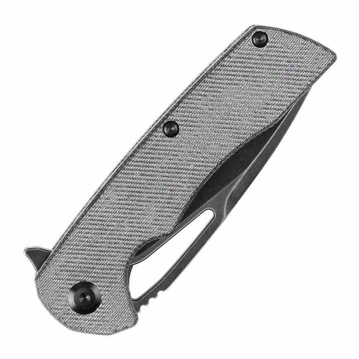 Couteau Kansept Kryo Denim Lame Acier 12C28N Black Drop Point Manche Micarta IKBS Linerlock Clip KT1001M1 - Livraison Gratuite