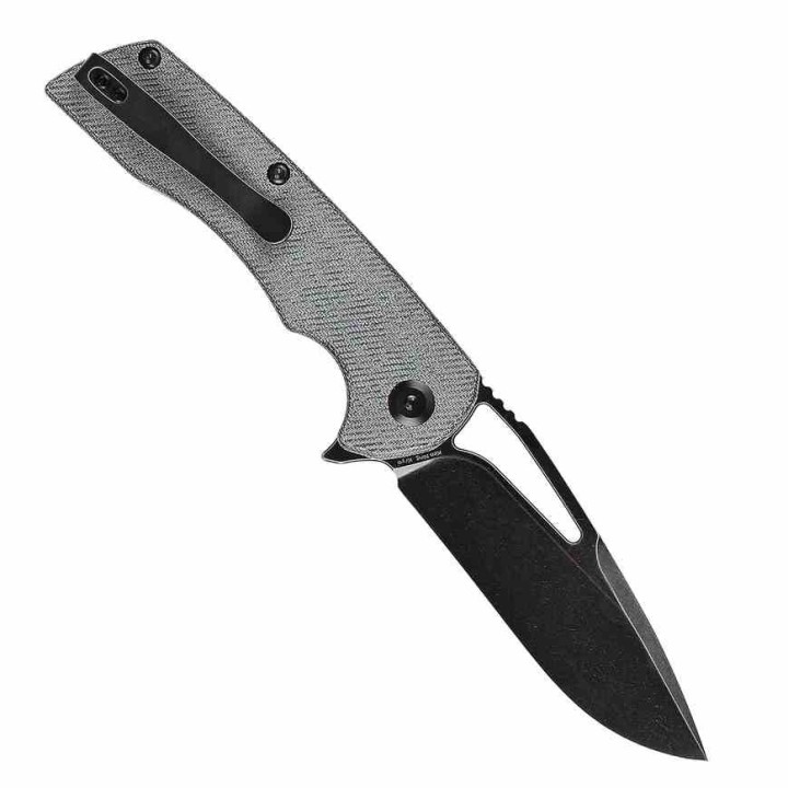 Couteau Kansept Kryo Denim Lame Acier 12C28N Black Drop Point Manche Micarta IKBS Linerlock Clip KT1001M1 - Livraison Gratuite