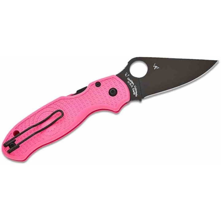 Couteau Spyderco Para 3 Pink Lame Acier CTS-BD1N Black Manche FRN Compression Lock Clip Made USA SC223PPNBK - Livraison Gratuite