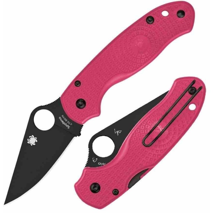 Couteau Spyderco Para 3 Pink Lame Acier CTS-BD1N Black Manche FRN Compression Lock Clip Made USA SC223PPNBK - Livraison Gratuite