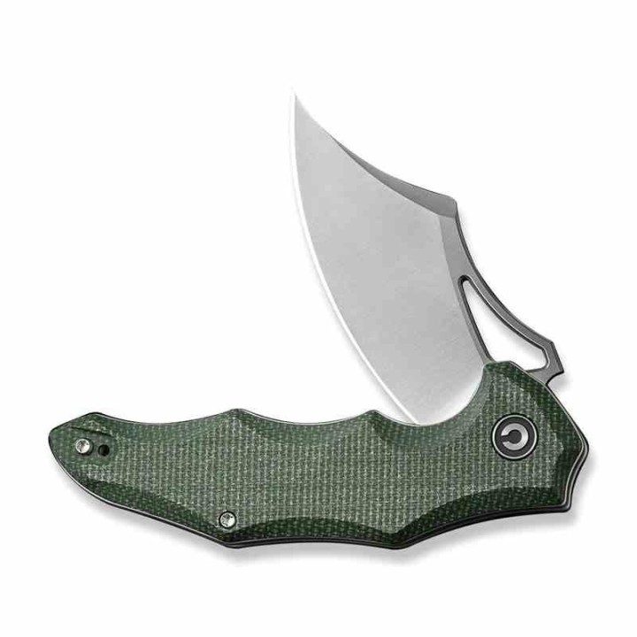 Couteau CIVIVI Chiro Green Manche Micarta Lame Acier 14C28N Clip Point IKBS Linerlock Clip CIVC230462 - Livraison Gratuite
