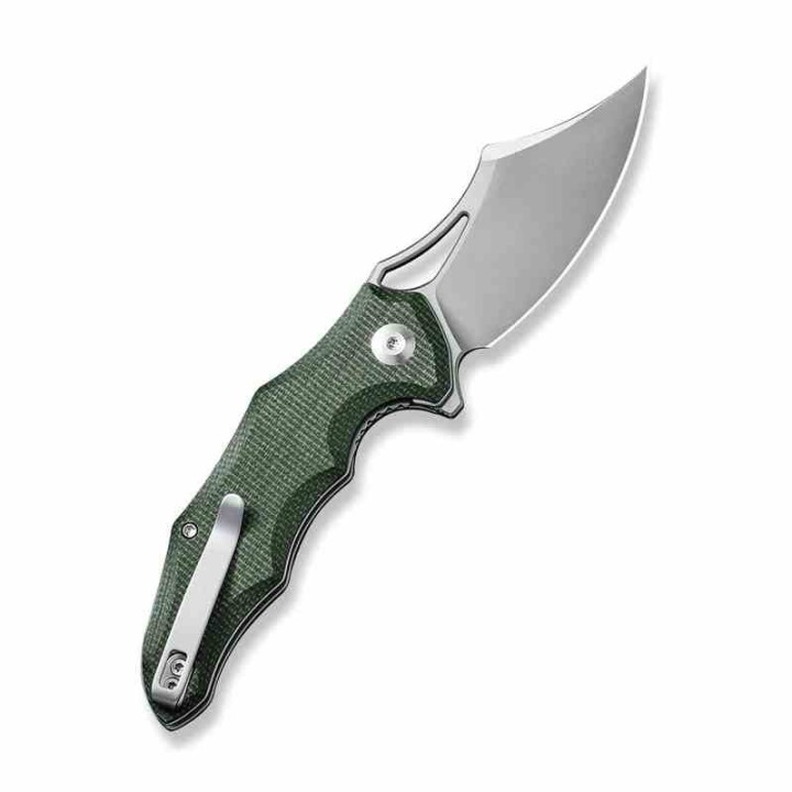 Couteau CIVIVI Chiro Green Manche Micarta Lame Acier 14C28N Clip Point IKBS Linerlock Clip CIVC230462 - Livraison Gratuite