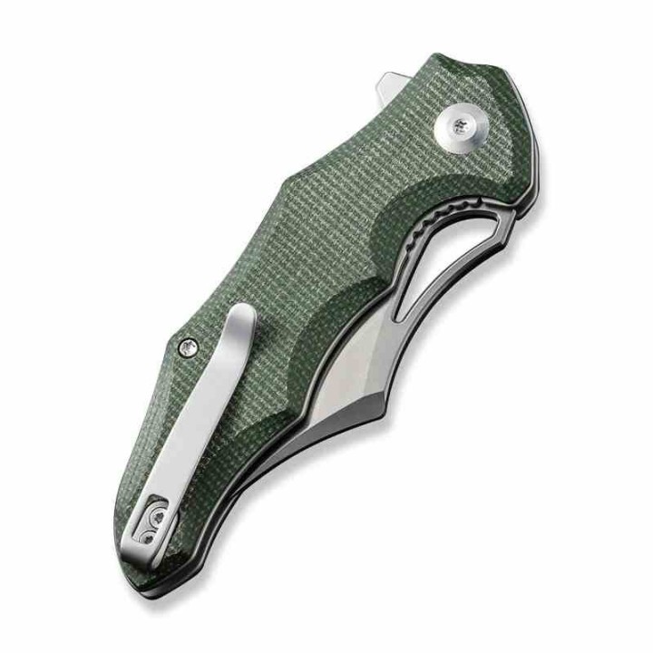 Couteau CIVIVI Chiro Green Manche Micarta Lame Acier 14C28N Clip Point IKBS Linerlock Clip CIVC230462 - Livraison Gratuite