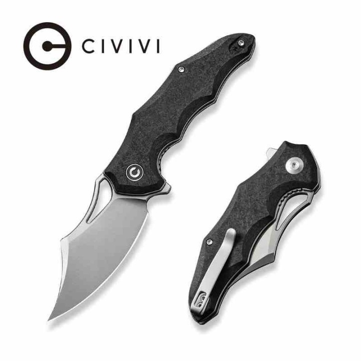 Couteau CIVIVI Chiro Black Manche G10 Lame Acier 14C28N Clip Point IKBS Linerlock Clip CIVC230463 - Livraison Gratuite