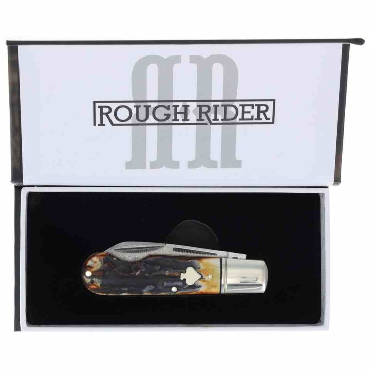 Couteau Rough Ryder EO Jack Cinnamon Bone Lame Acier Damas Slip Joint RR2528 - Livraison Gratuite