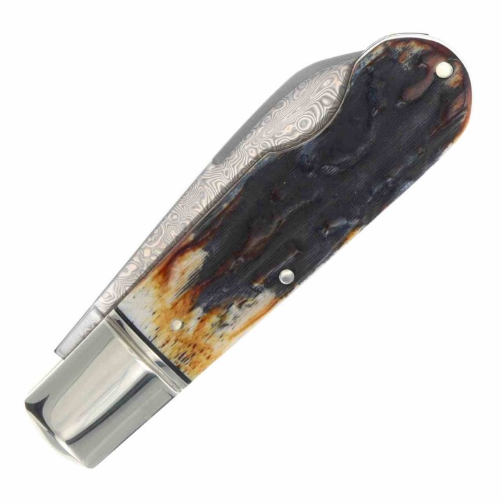 Couteau Rough Ryder EO Jack Cinnamon Bone Lame Acier Damas Slip Joint RR2528 - Livraison Gratuite