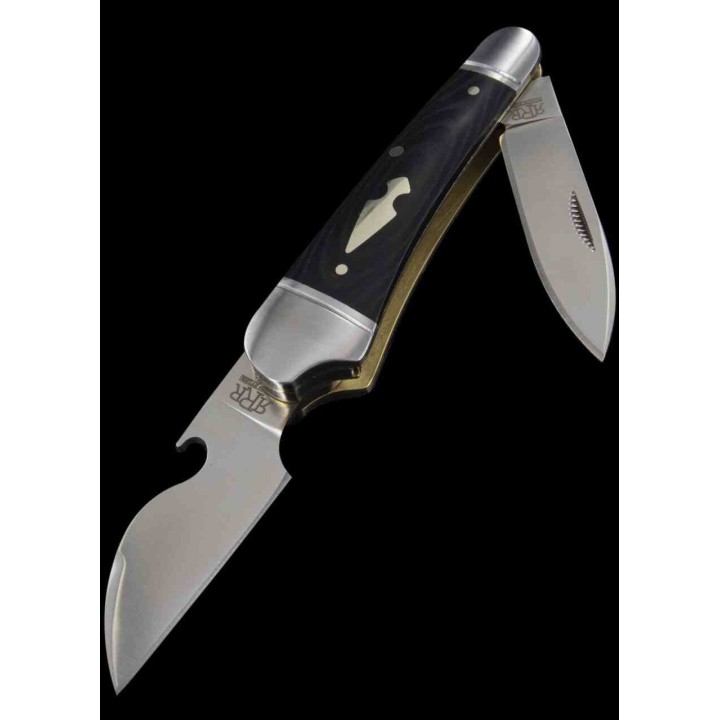 Couteau Rough Ryder Reserve Cap Lifter Folder Lames Acier D2 Manche Micarta Gift Tin RRR004 - Livraison Gratuite