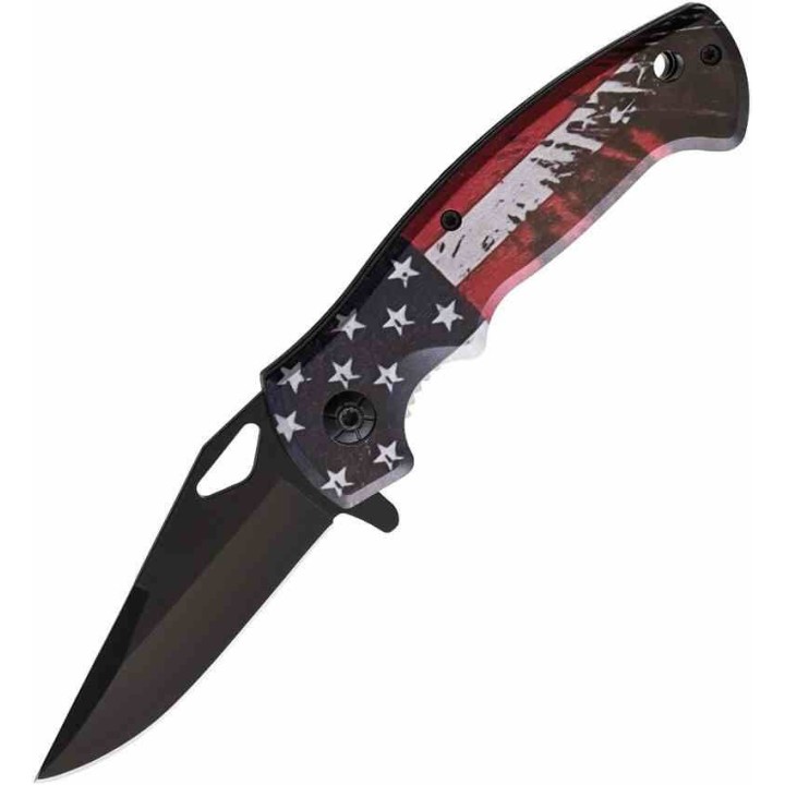Lot de 3 Couteau ElitEdge US Flag Lame Acier Inox Manche Synthetic Linerlock Clip EE10765SF - Livraison Gratuite