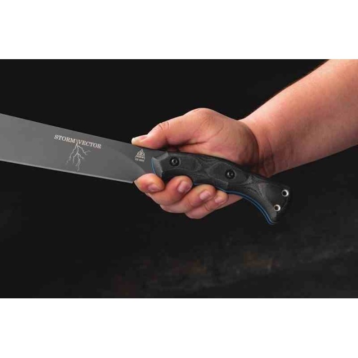 Machette TOPS Storm Vector Seax Lame Acier Carbone 1095 Manche Micarta/G10 Etui Kydex Made USA TPSVEC02 - Livraison Gratuite
