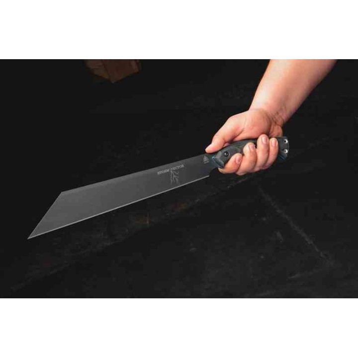 Machette TOPS Storm Vector Seax Lame Acier Carbone 1095 Manche Micarta/G10 Etui Kydex Made USA TPSVEC02 - Livraison Gratuite