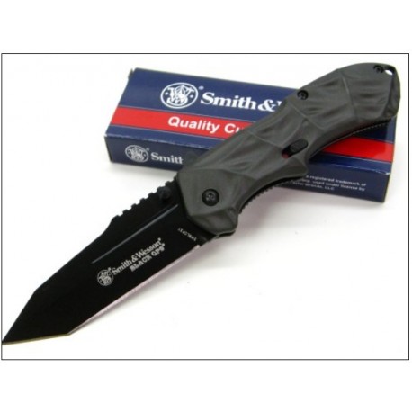 Couteau Automatique Smith&Wesson Tanto Black Ops Linerlock Acier 4034 SWBLOP3T - Livraison Gratuite