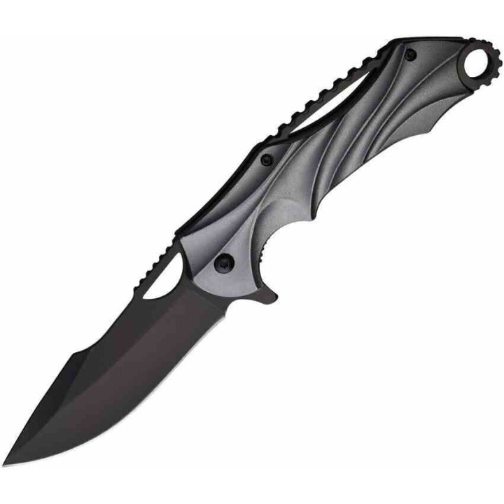 Lot de 2 Couteau ElitEdge Linerlock A/O Gray Lame Acier 420 Manche Aluminium Clip EE10858GY - Livraison Gratuite