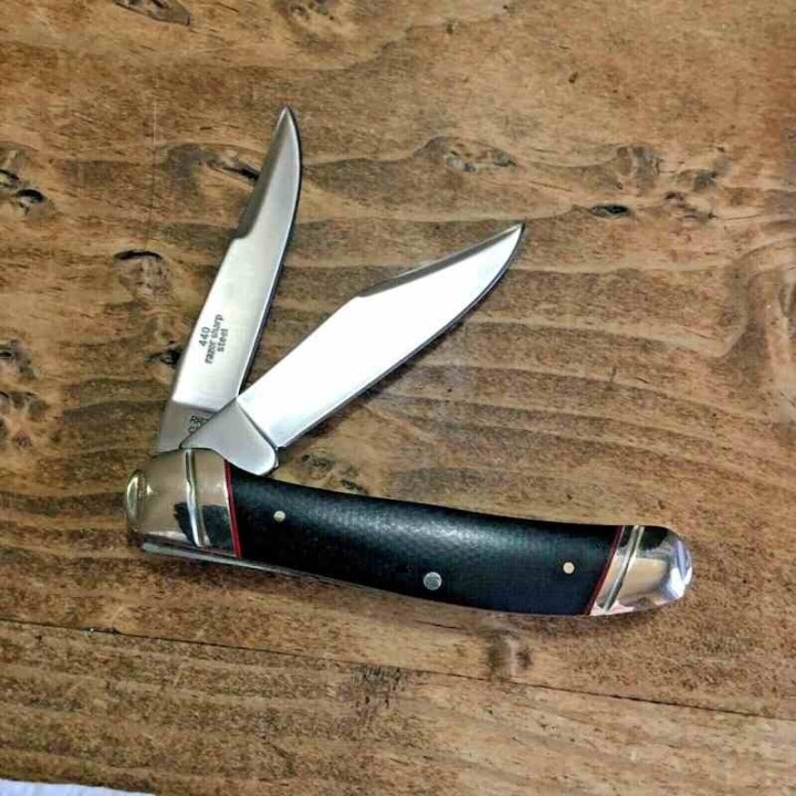 Couteau Rough Ryder Highland Stockman Black Micarta 2 Lames Acier 440 Slip Joint RR2385 - Livraison Gratuite