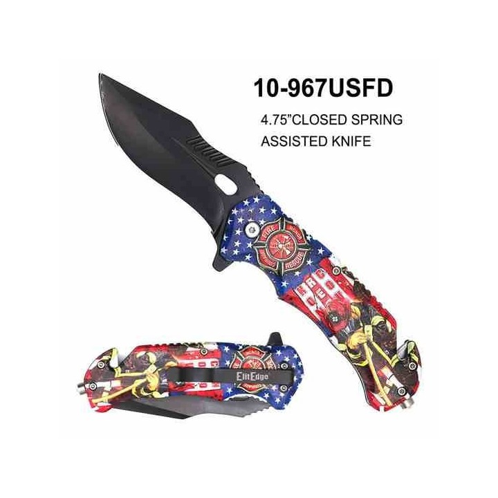 Lot de 3 Couteau de Pompier Elitedge Rescue Linerlock A/O Lame Acier Inox Manche Abs Clip EE10967USFD - Livraison Gratuite