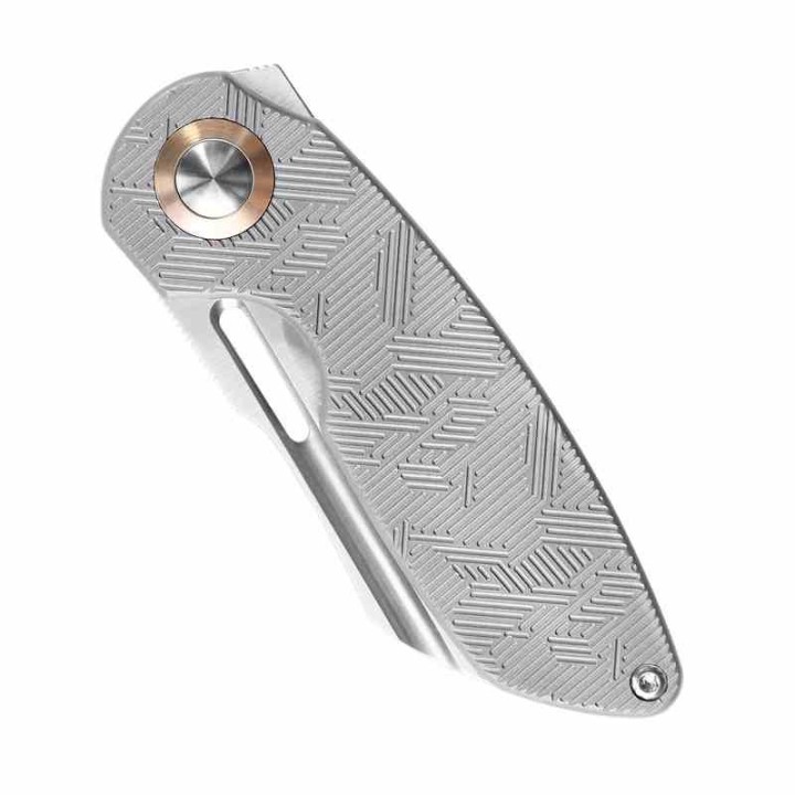Couteau Kizer October Gray Titane Lame Sheepsfoot Acier CPM-20CV Frame Lock IKBS Clip KI3569A1 - Livraison Gratuite