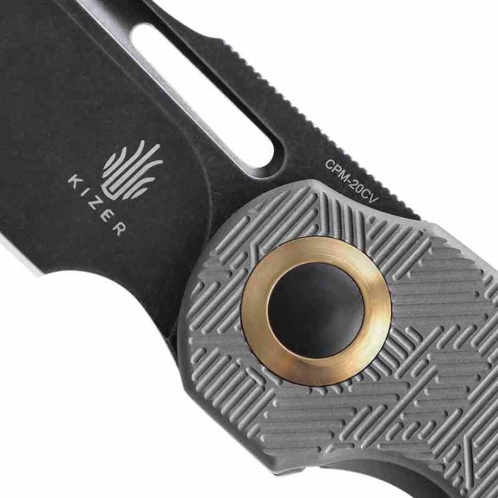 Couteau Kizer October Titane Lame Sheepsfoot BLK Acier CPM-20CV Frame Lock IKBS Clip KI3569A2 - Livraison Gratuite