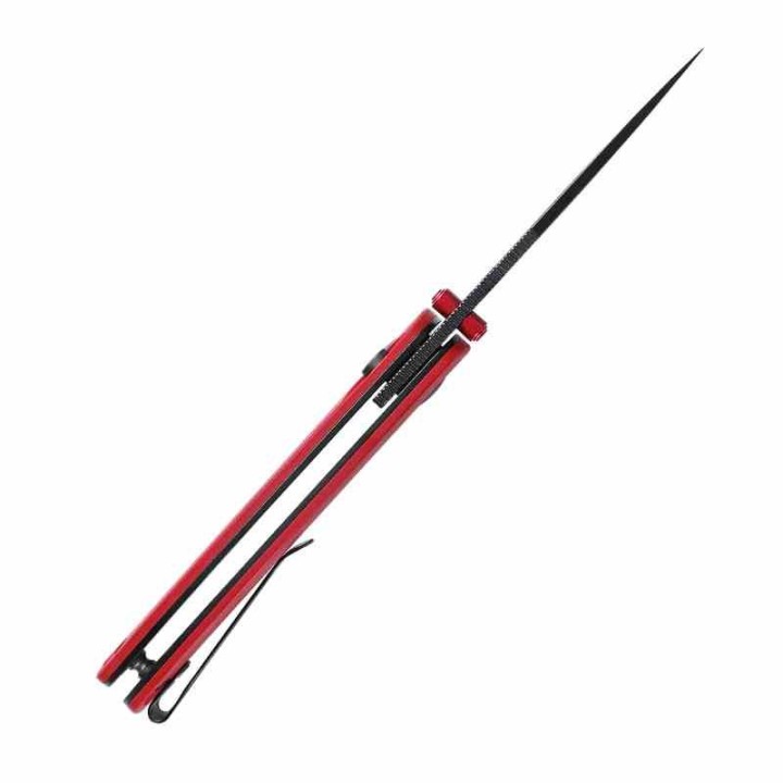 Couteau Kizer Chili Pepper Red Lame Acier 154CM Black Trailing Point Manche G10 Button Lock Clip KIV3601C1 - Livraison Gratuite