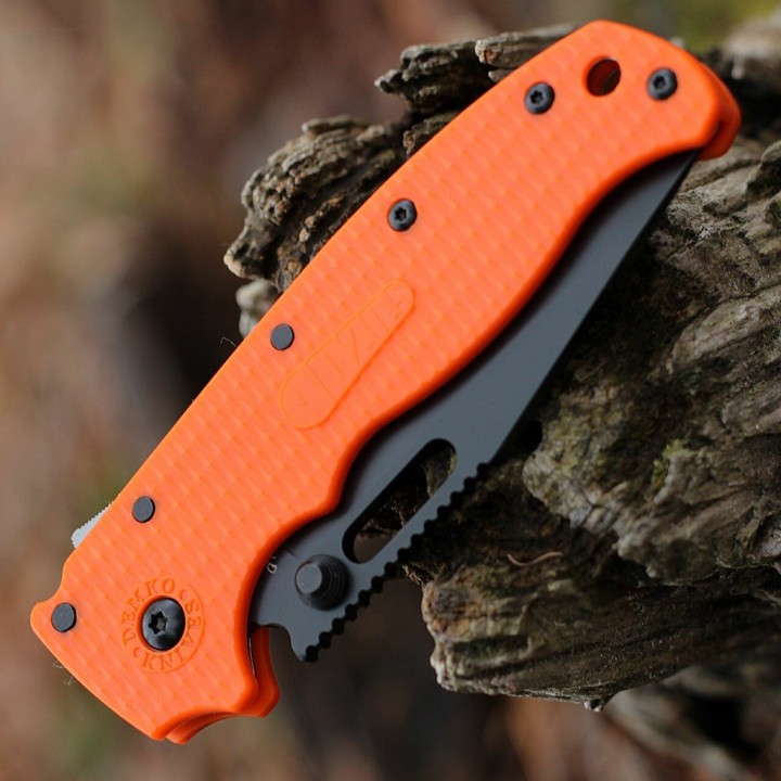 Couteau Demko AD20.5 Shark Lock Orange Manche Grivory Lame Acier AUS-10 Blk IKBS Clip DEMAD205F13B - Livraison Gratuite