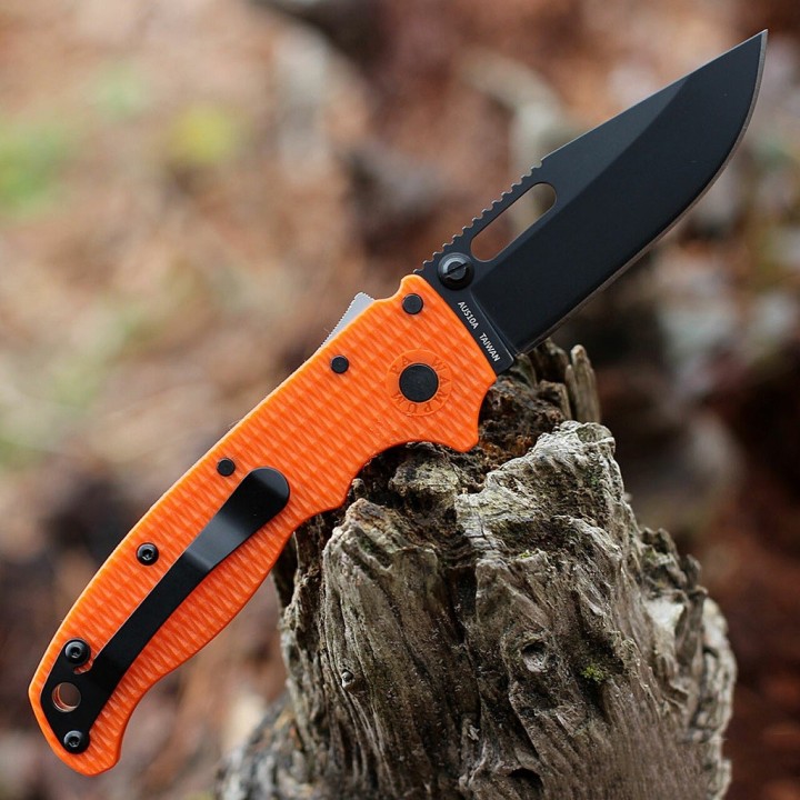 Couteau Demko AD20.5 Shark Lock Orange Manche Grivory Lame Acier AUS-10 Blk IKBS Clip DEMAD205F13B - Livraison Gratuite