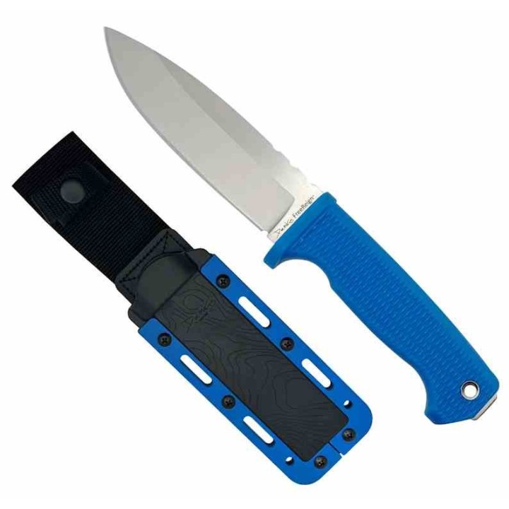Couteau Demko FREEREIGN Drop Point Blue Lame Acier AUS-10A Satin Manche TPE Etui Kydex DEMAD22BBK - Livraison Gratuite
