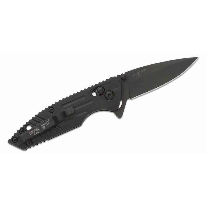 Couteau Bear OPS Mini Rancor IX Lame Acier D2 Plain Edge Manche Black Zytel Crossbar Lock USA BCMC900B7B - Livraison Gratuite