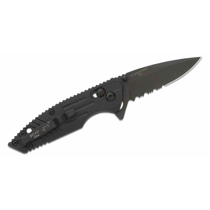 Couteau Bear OPS Mini Rancor IX Lame Acier D2 Serrated Manche Black Zytel USA BCMC900B7BSR - Livraison Gratuite